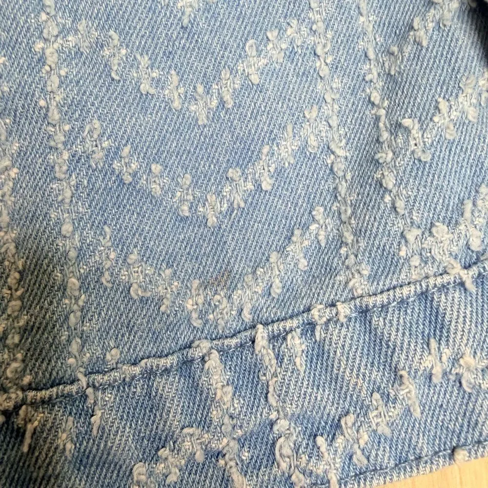 HAYDEN Girls Herringbone Blue Jean Jacket Size Small $65